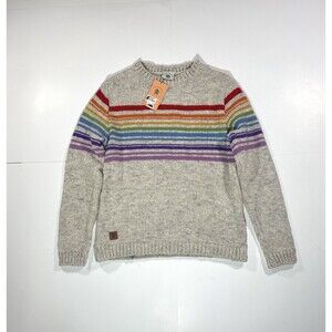 Pachamama Hand Knitted 100% Wool Jumper Sweater Hexham Oatmeal Women Size Small